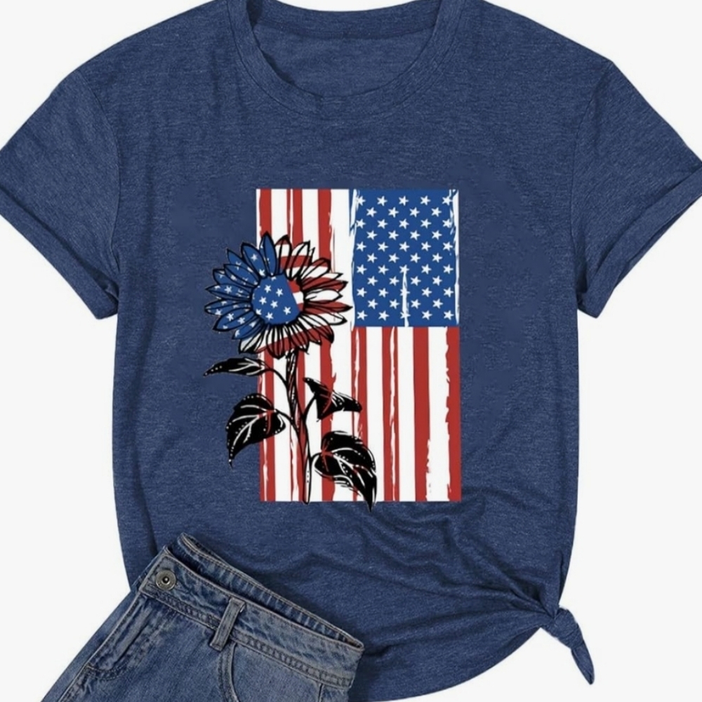 Women's Blue Graphic T-Shirt - Picture 2 of 9